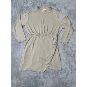 Women’s Open Edit Wrap Dress Tan Short Size Large
